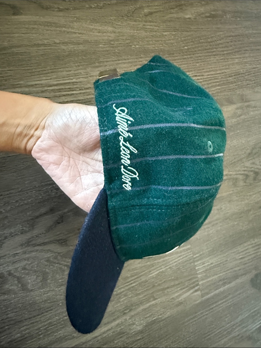 Aime Leon Dore New Era Wool Pinstripe Yankee Hat Green/Navy Men's - Picture 3 of 4